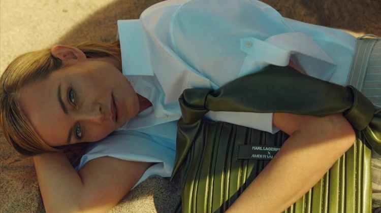 Karl x Amber Valletta Pleated Folded Tote Bag